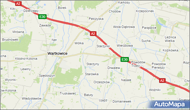 mapa Biała Góra gmina Wartkowice, Biała Góra gmina Wartkowice na mapie Targeo