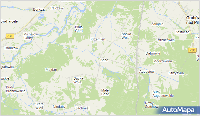 mapa Boże gmina Stromiec, Boże gmina Stromiec na mapie Targeo