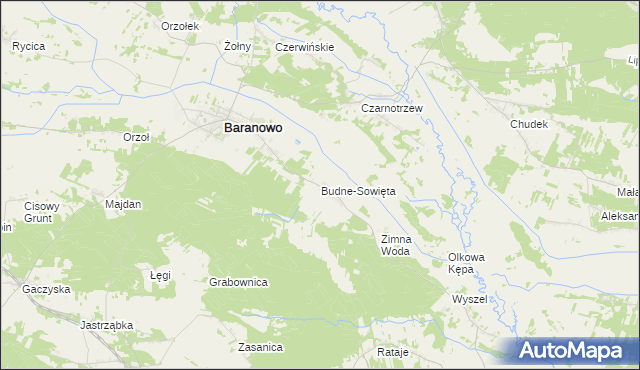 mapa Budne-Sowięta, Budne-Sowięta na mapie Targeo