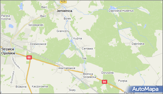 mapa Centawa, Centawa na mapie Targeo