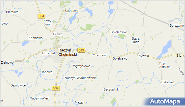 mapa Czeczewo gmina Radzyń Chełmiński, Czeczewo gmina Radzyń Chełmiński na mapie Targeo