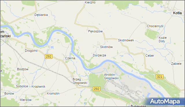 mapa Dorzecze, Dorzecze na mapie Targeo