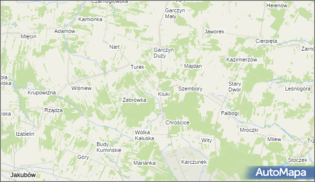 mapa Kluki gmina Kałuszyn, Kluki gmina Kałuszyn na mapie Targeo