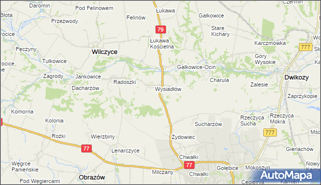 mapa Kolonia gmina Wilczyce, Kolonia gmina Wilczyce na mapie Targeo