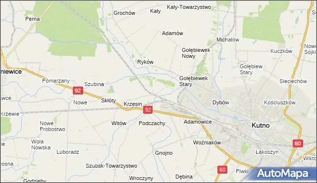 mapa Krzesinówek, Krzesinówek na mapie Targeo