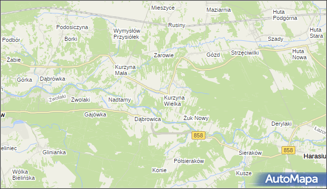 mapa Kurzyna Wielka, Kurzyna Wielka na mapie Targeo