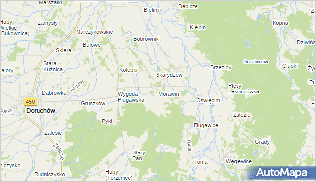 mapa Morawin gmina Doruchów, Morawin gmina Doruchów na mapie Targeo