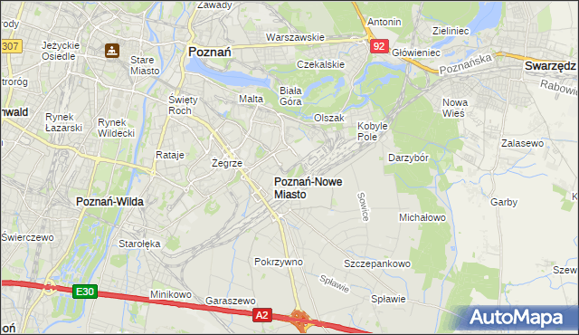 mapa Nowe Miasto gmina Poznań, Nowe Miasto gmina Poznań na mapie Targeo