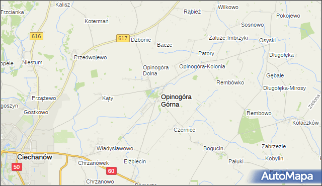 mapa Opinogóra Górna, Opinogóra Górna na mapie Targeo