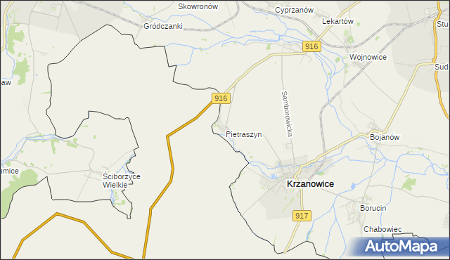 mapa Pietraszyn, Pietraszyn na mapie Targeo