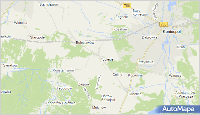 mapa Podlesie gmina Lelów, Podlesie gmina Lelów na mapie Targeo