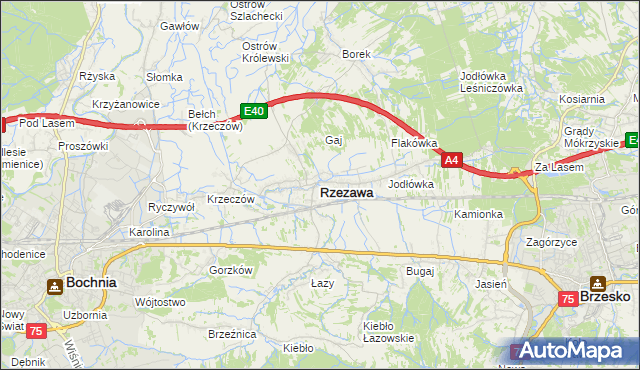 mapa Rzezawa, Rzezawa na mapie Targeo