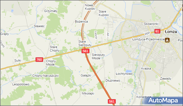 mapa Sierzputy Młode, Sierzputy Młode na mapie Targeo