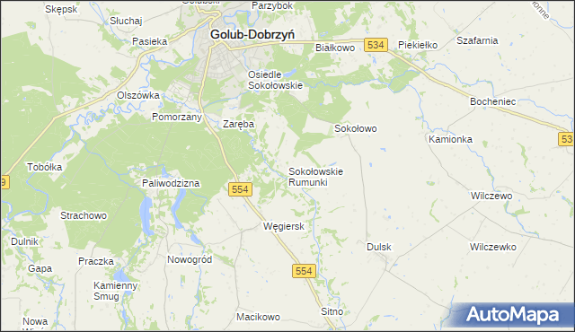 mapa Sokołowskie Rumunki, Sokołowskie Rumunki na mapie Targeo