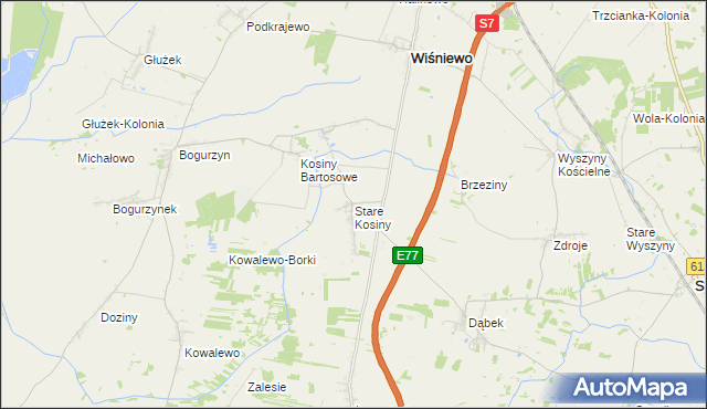 mapa Stare Kosiny, Stare Kosiny na mapie Targeo