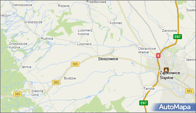 mapa Stoszowice, Stoszowice na mapie Targeo