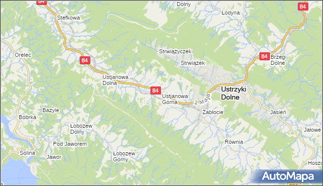 mapa Ustjanowa Górna, Ustjanowa Górna na mapie Targeo