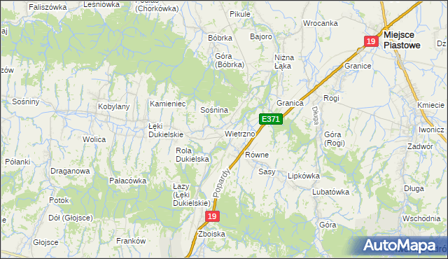 mapa Wietrzno gmina Dukla, Wietrzno gmina Dukla na mapie Targeo