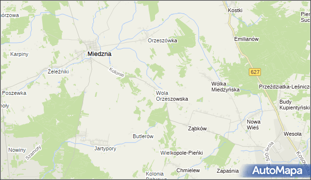 mapa Wola Orzeszowska, Wola Orzeszowska na mapie Targeo