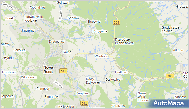 mapa Wolibórz, Wolibórz na mapie Targeo