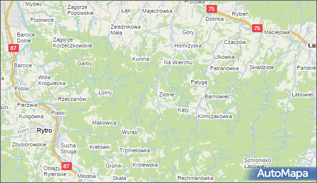 mapa Złotne, Złotne na mapie Targeo