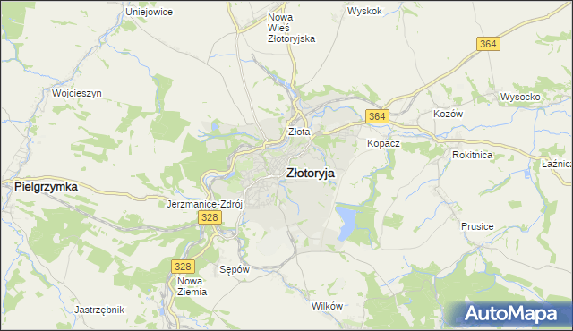 mapa Złotoryja, Złotoryja na mapie Targeo