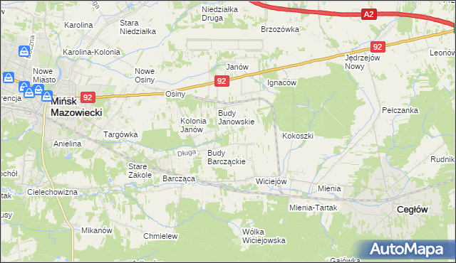 mapa Anielew gmina Mińsk Mazowiecki, Anielew gmina Mińsk Mazowiecki na mapie Targeo
