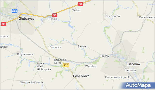 mapa Babice gmina Baborów, Babice gmina Baborów na mapie Targeo