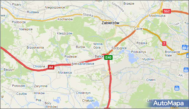 mapa Balice gmina Zabierzów, Balice gmina Zabierzów na mapie Targeo
