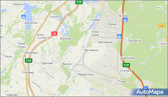 mapa Barniewice, Barniewice na mapie Targeo