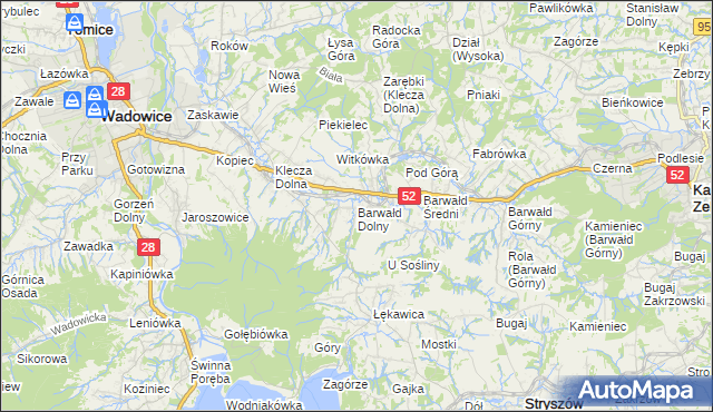 mapa Barwałd Dolny, Barwałd Dolny na mapie Targeo