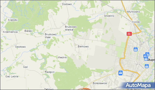 mapa Bierkowo, Bierkowo na mapie Targeo