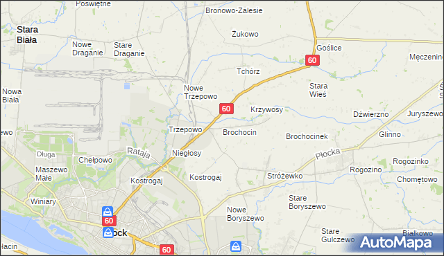 mapa Brochocin gmina Radzanowo, Brochocin gmina Radzanowo na mapie Targeo