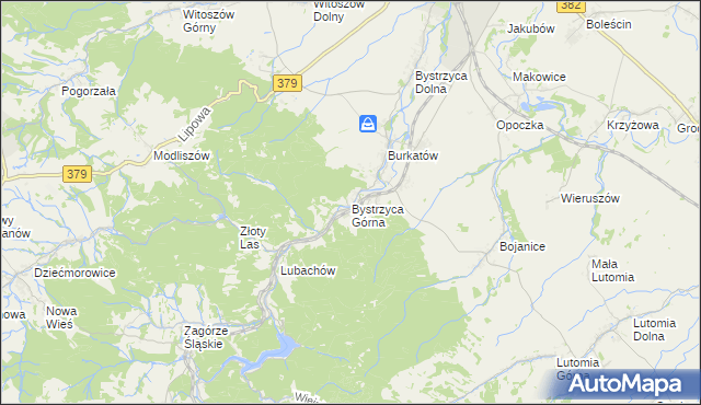 mapa Bystrzyca Górna, Bystrzyca Górna na mapie Targeo