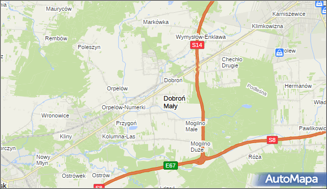 mapa Dobroń Mały, Dobroń Mały na mapie Targeo