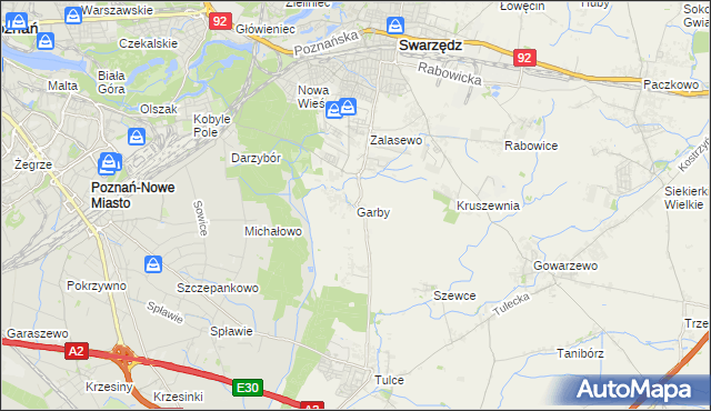 mapa Garby gmina Swarzędz, Garby gmina Swarzędz na mapie Targeo