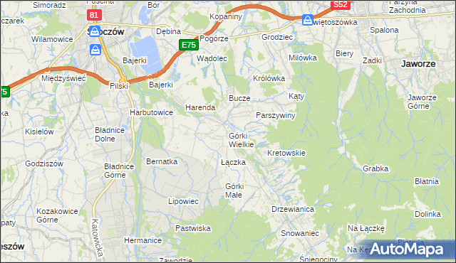 mapa Górki Wielkie, Górki Wielkie na mapie Targeo