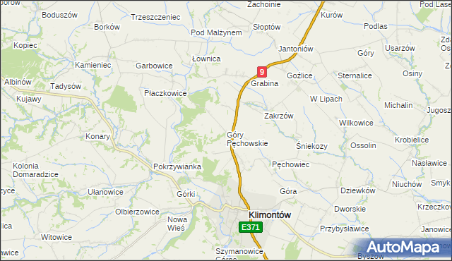 mapa Góry Pęchowskie, Góry Pęchowskie na mapie Targeo