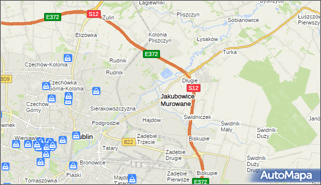 mapa Jakubowice Murowane, Jakubowice Murowane na mapie Targeo