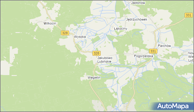 mapa Jakubowo Lubińskie, Jakubowo Lubińskie na mapie Targeo