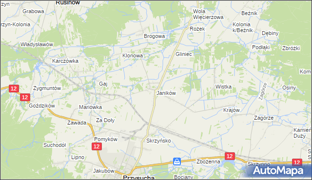 mapa Janików gmina Przysucha, Janików gmina Przysucha na mapie Targeo