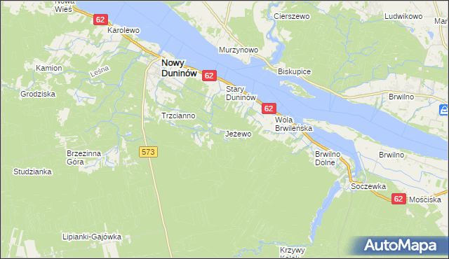 mapa Jeżewo gmina Nowy Duninów, Jeżewo gmina Nowy Duninów na mapie Targeo