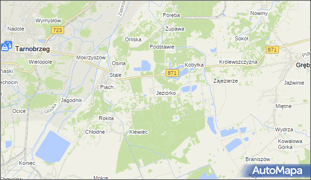 mapa Jeziórko gmina Grębów, Jeziórko gmina Grębów na mapie Targeo