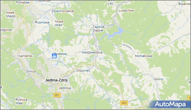 mapa Jugowice gmina Walim, Jugowice gmina Walim na mapie Targeo