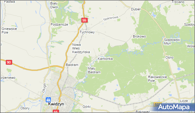 mapa Kamionka gmina Kwidzyn, Kamionka gmina Kwidzyn na mapie Targeo