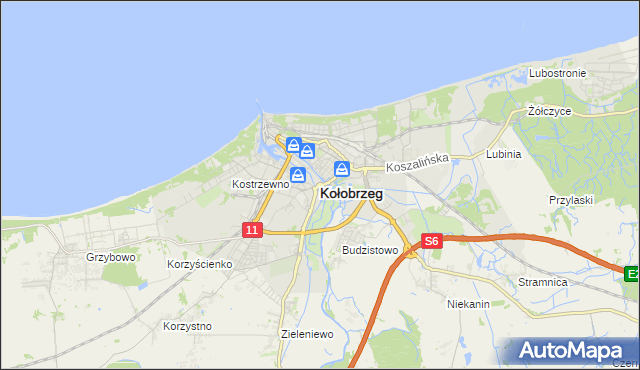 mapa Kołobrzegu, Kołobrzeg na mapie Targeo