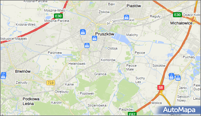 mapa Komorów gmina Michałowice, Komorów gmina Michałowice na mapie Targeo