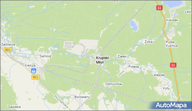 mapa Krupski Młyn, Krupski Młyn na mapie Targeo