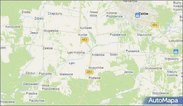 mapa Krześlów, Krześlów na mapie Targeo