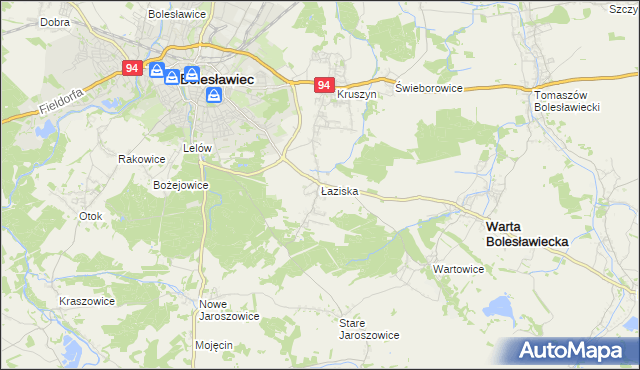 mapa Łaziska gmina Bolesławiec, Łaziska gmina Bolesławiec na mapie Targeo